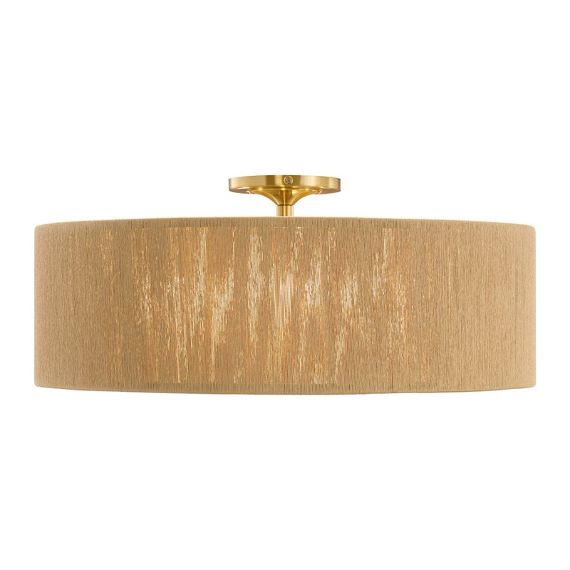 Savoy House Maynard 4 Light Flush Mount, Warm Brass/Natural