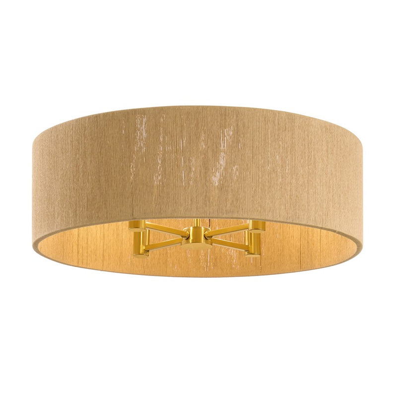 Savoy House Maynard 4 Light Flush Mount, Warm Brass/Natural