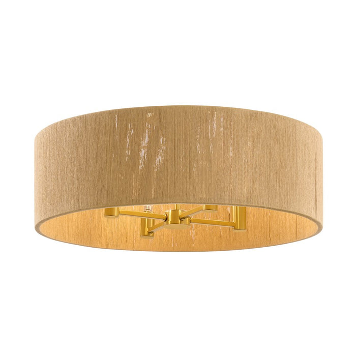 Savoy House Maynard 4 Light Flush Mount, Warm Brass/Natural