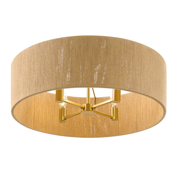 Savoy House Maynard 4 Light Flush Mount, Warm Brass/Natural