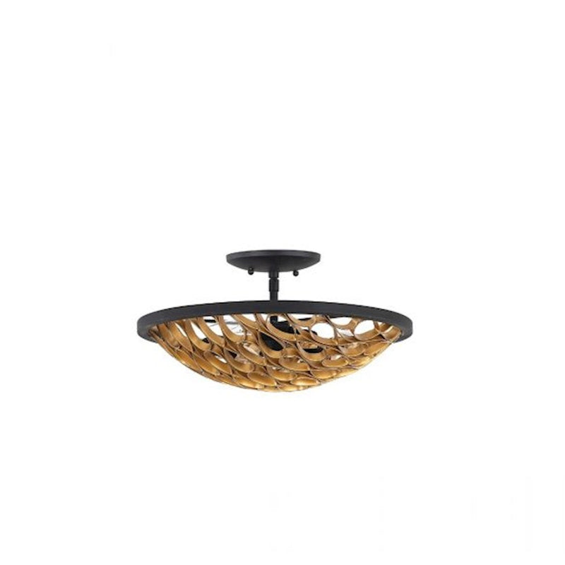 Savoy House Ventura 3-Light Ceiling Light, Matte Black/Gold