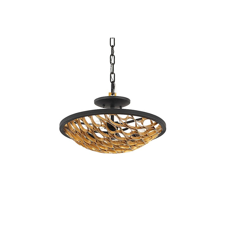 Savoy House Ventura 3-Light Ceiling Light, Matte Black/Gold