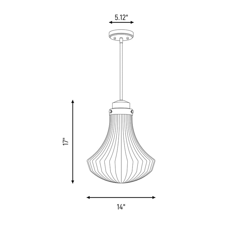 Savoy House Bartlet 1 Lt Pendant, White Ribbed, Warm Brass