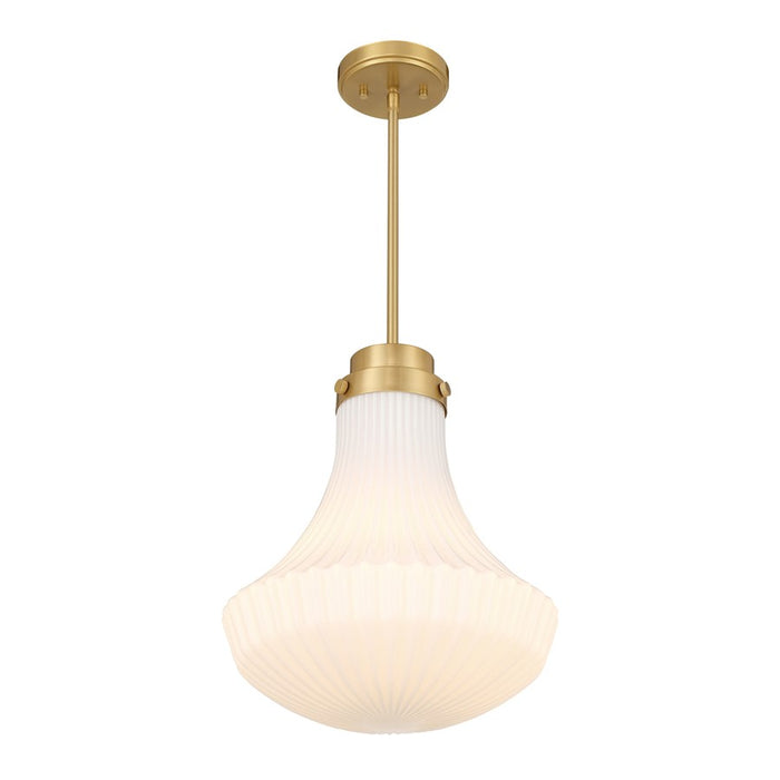 Savoy House Bartlet 1 Lt Pendant, White Ribbed, Warm Brass