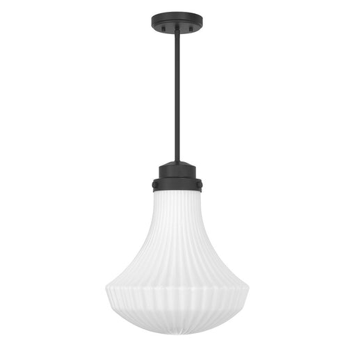 Savoy House Bartlet 1 Lt Pendant, White Ribbed, Matte Black