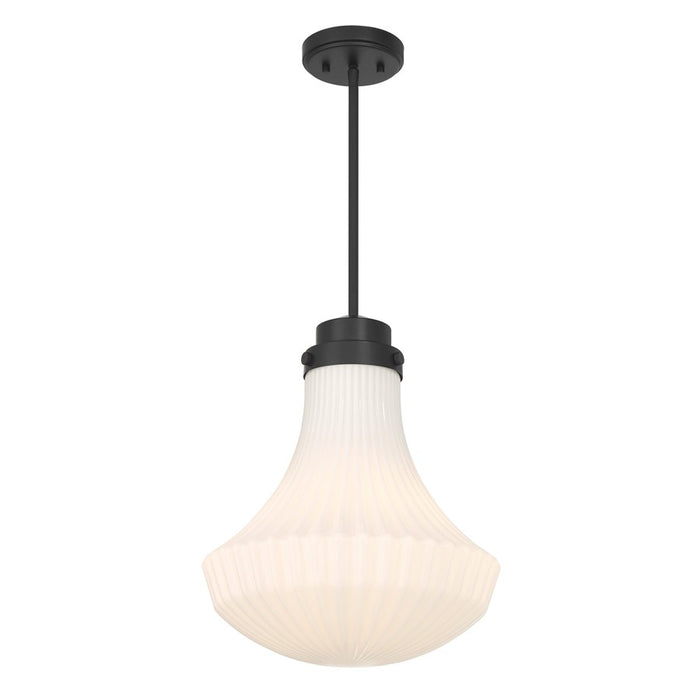 Savoy House Bartlet 1 Lt Pendant, White Ribbed, Matte Black