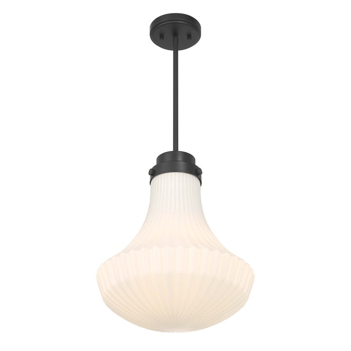 Savoy House Bartlet 1 Lt Pendant, White Ribbed, Matte Black