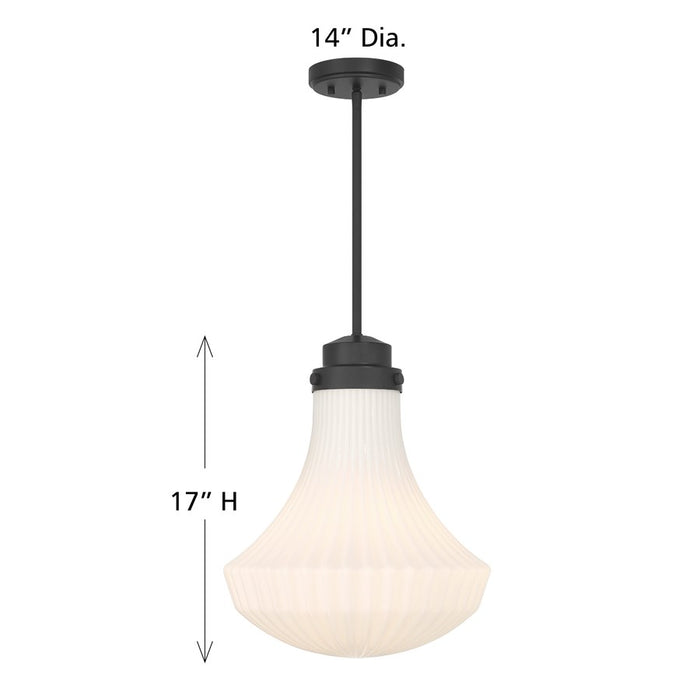 Savoy House Bartlet 1 Lt Pendant, White Ribbed, Matte Black