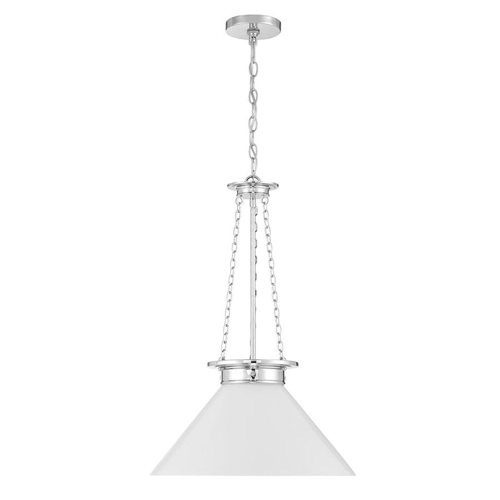 Savoy House Myers 1 Light Pendant, Polished Nickel/White Cased