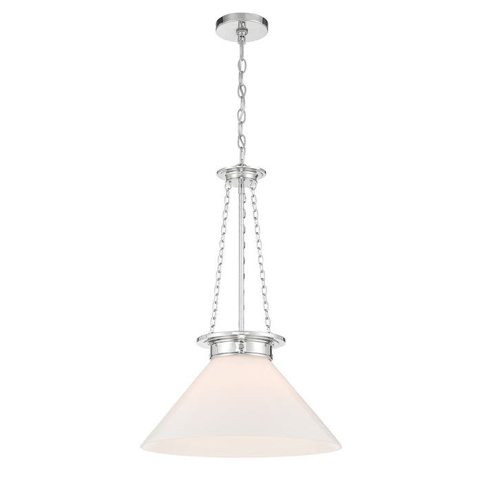 Savoy House Myers 1 Light Pendant, Polished Nickel/White Cased