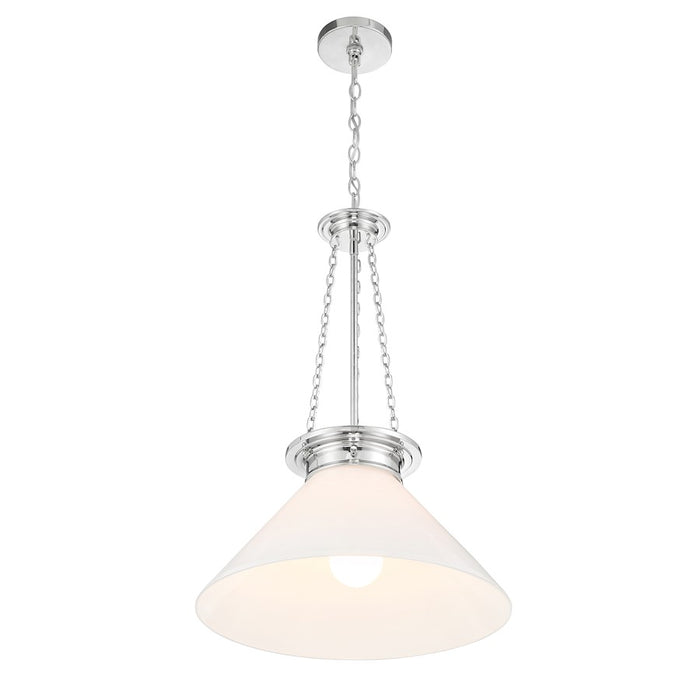 Savoy House Myers 1 Light Pendant, Polished Nickel/White Cased