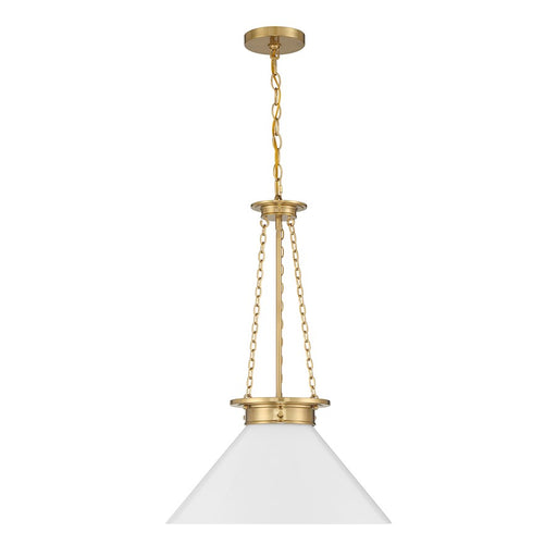 Savoy House Myers 1 Light Pendant, Warm Brass/White Cased