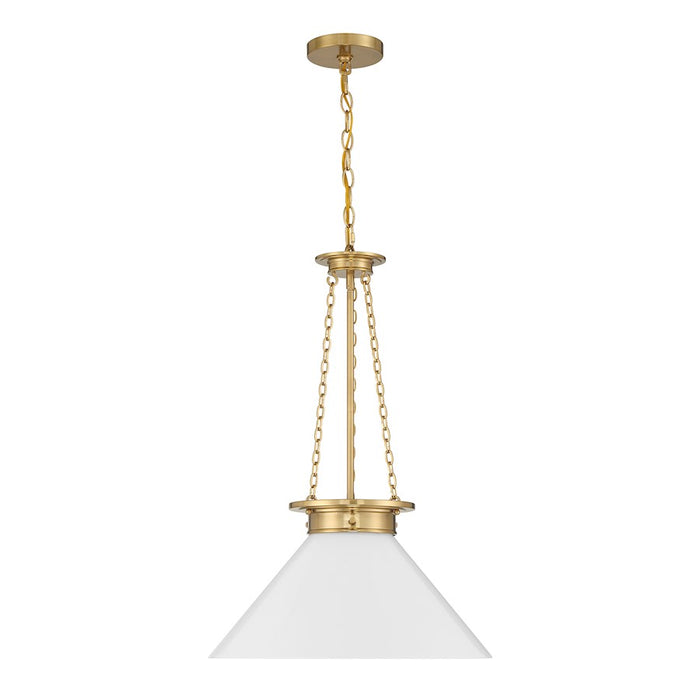 Savoy House Myers 1 Light Pendant, Warm Brass/White Cased