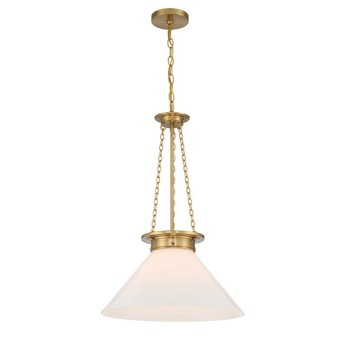 Savoy House Myers 1 Light Pendant, Warm Brass/White Cased