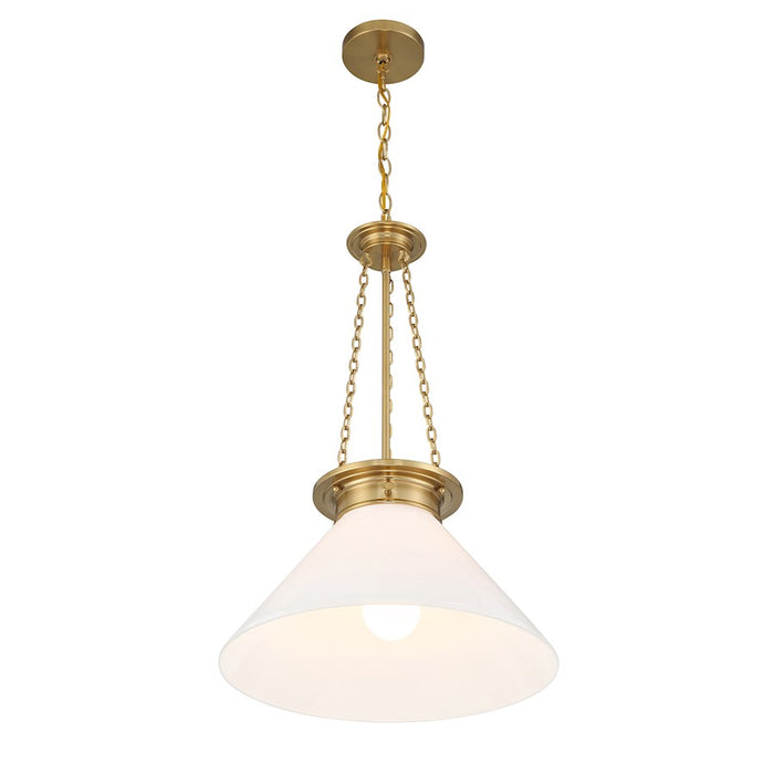 Savoy House Myers 1 Light Pendant, Warm Brass/White Cased