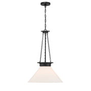 Savoy House Myers 1 Light Pendant, Matte Black/White Cased - 7-1011-1-89