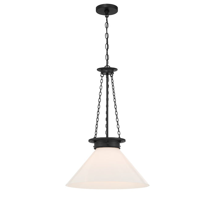 Savoy House Myers 1 Light Pendant, Matte Black/White Cased