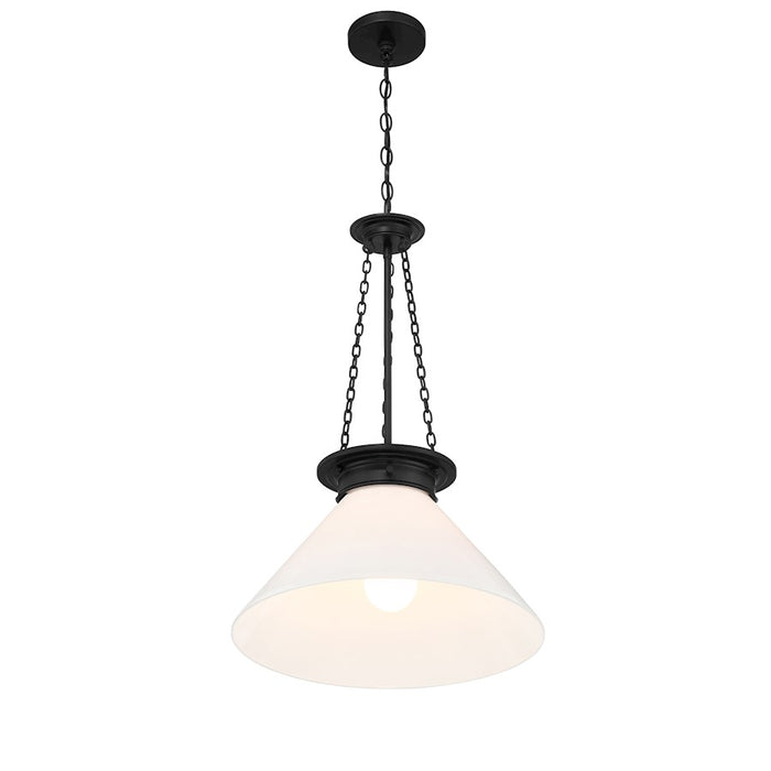 Savoy House Myers 1 Light Pendant, Matte Black/White Cased