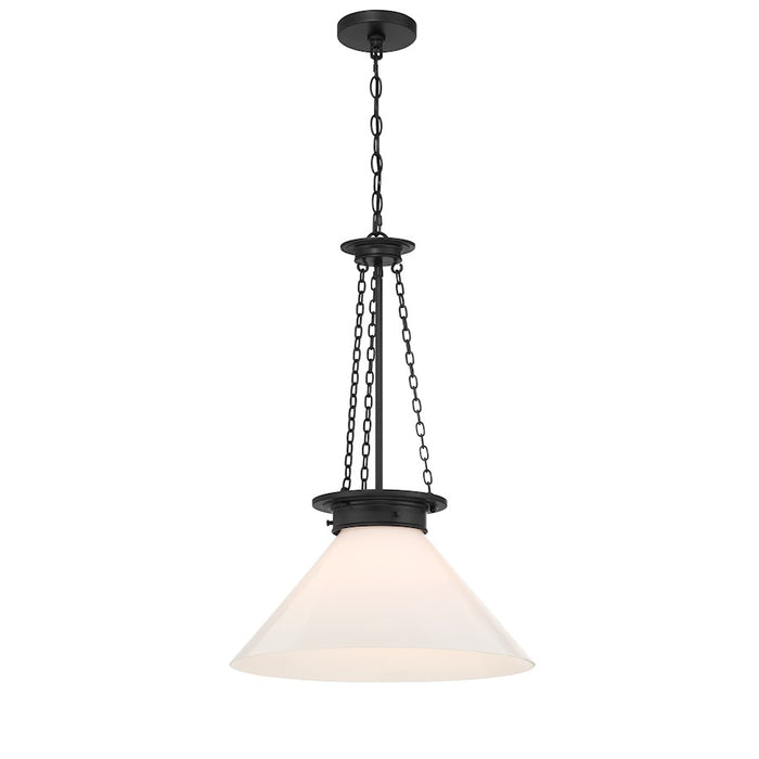 Savoy House Myers 1 Light Pendant, Matte Black/White Cased