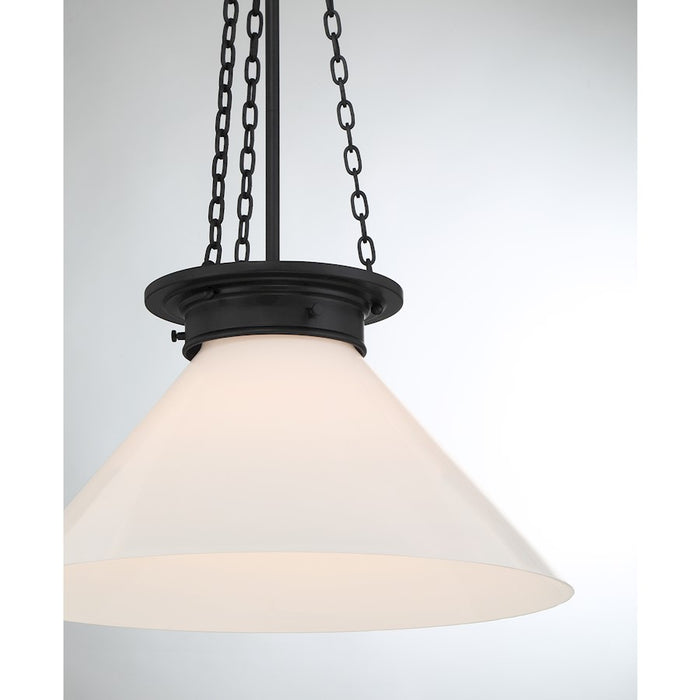 Savoy House Myers 1 Light Pendant, Matte Black/White Cased