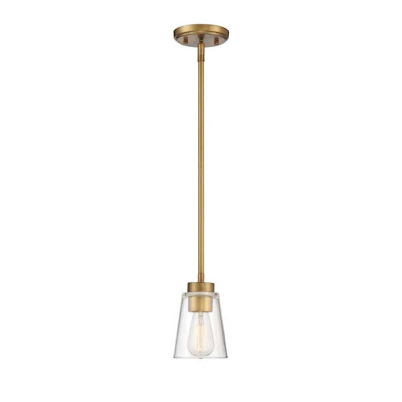 Savoy House Calhoun 1-Light Mini-Pendant, Warm Brass