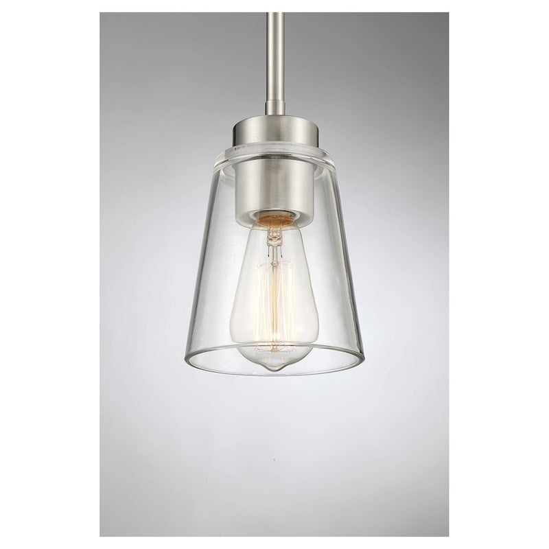 Savoy House Calhoun 1-Light Mini-Pendant, Satin Nickel
