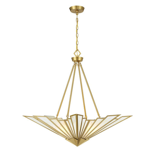 Savoy House Rivage 4 Light Pendant, Warm Brass/Tiffany - 7-1038-4-322