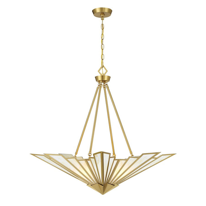 Savoy House Rivage 4 Light Pendant, Warm Brass/Tiffany - 7-1038-4-322