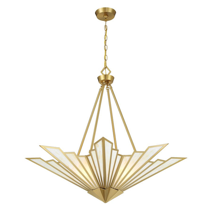 Savoy House Rivage 4 Light Pendant, Warm Brass/Tiffany