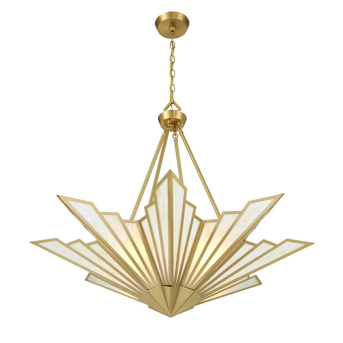 Savoy House Rivage 4 Light Pendant, Warm Brass/Tiffany
