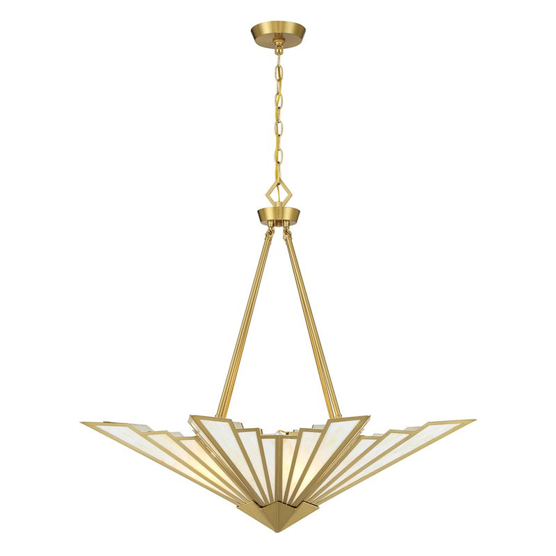 Savoy House Rivage 4 Light Pendant, Warm Brass/Tiffany