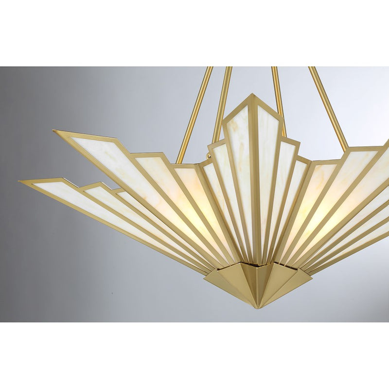 Savoy House Rivage 4 Light Pendant, Warm Brass/Tiffany