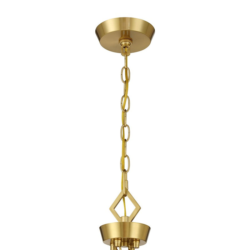 Savoy House Rivage 4 Light Pendant, Warm Brass/Tiffany