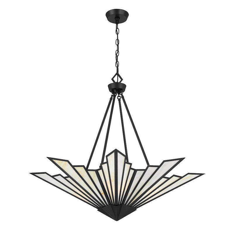 Savoy House Rivage 4 Light Pendant, Matte Black/Tiffany