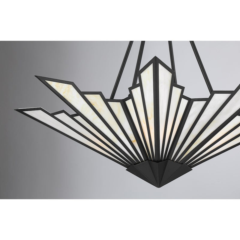 Savoy House Rivage 4 Light Pendant, Matte Black/Tiffany