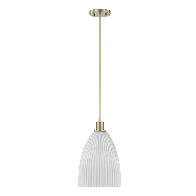 Savoy House Essentials Baldwin 1Lt Pendant, Brass/White