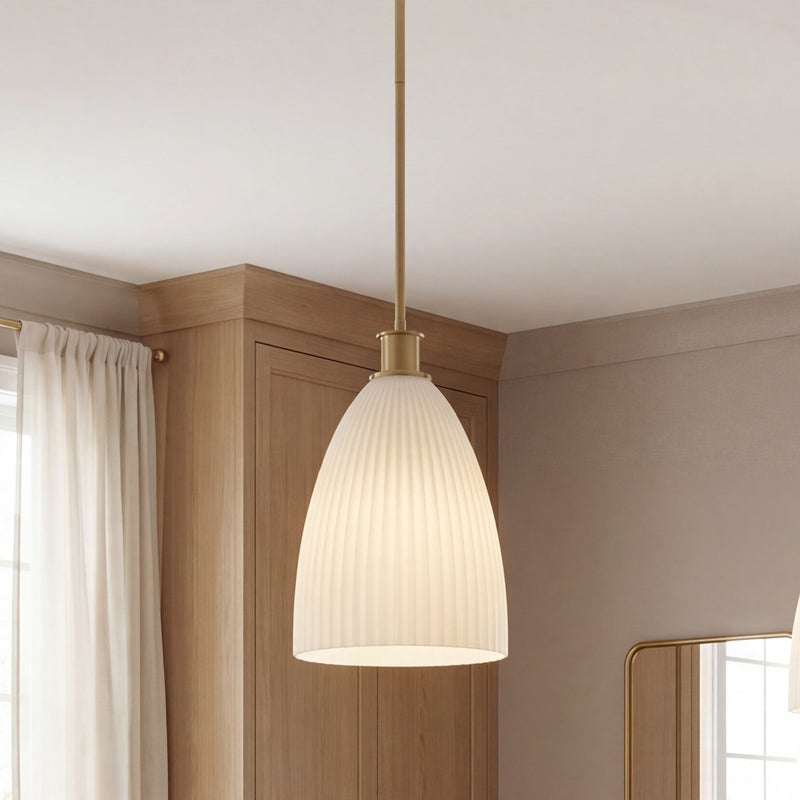Savoy House Essentials Baldwin 1Lt Pendant, Brass/White