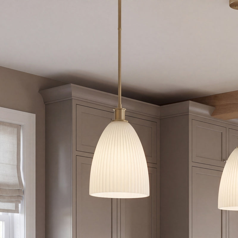 Savoy House Essentials Baldwin 1Lt Pendant, Brass/White