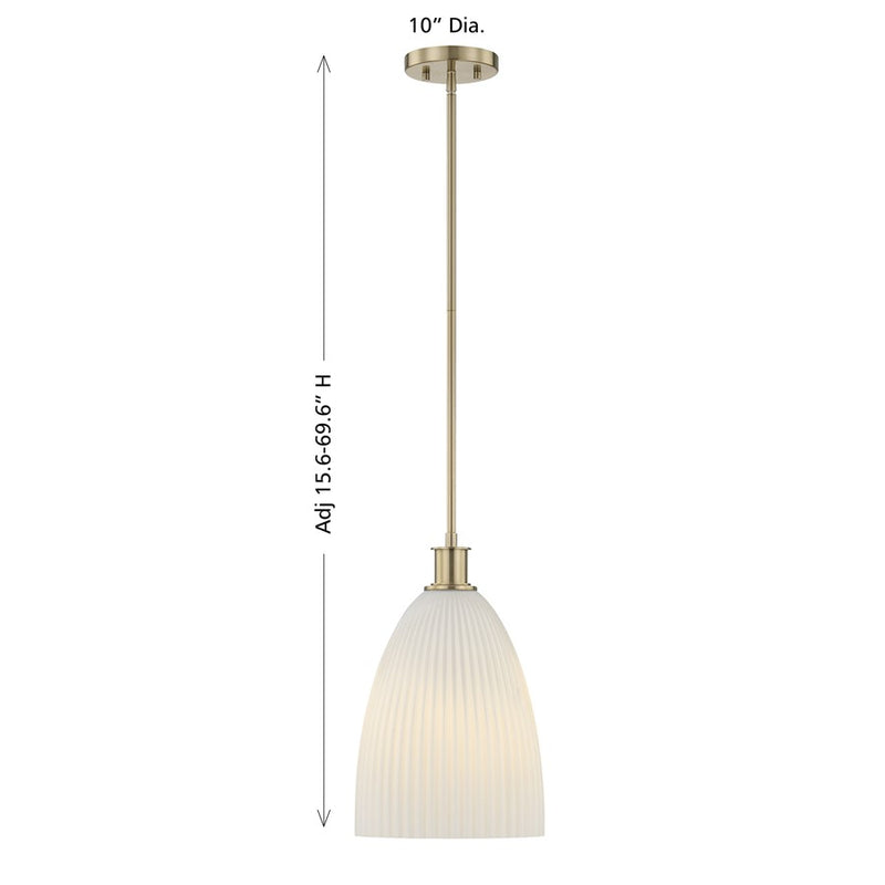 Savoy House Essentials Baldwin 1Lt Pendant, Brass/White