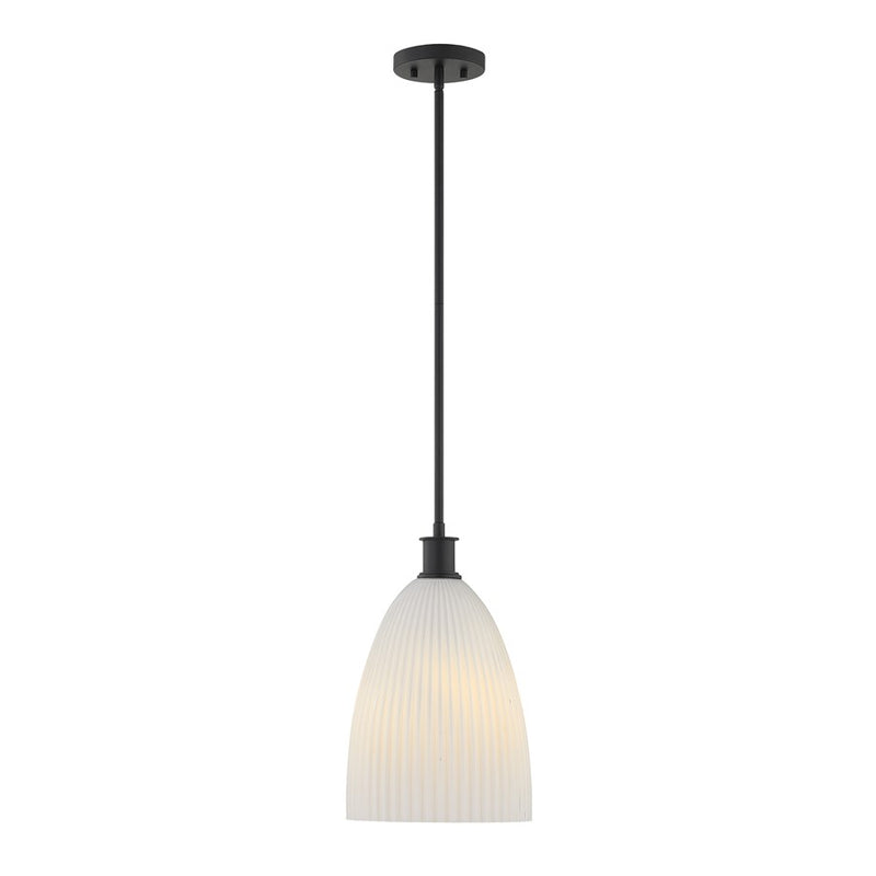 Savoy House Essentials Baldwin 1Lt Pendant, Black/White Opal