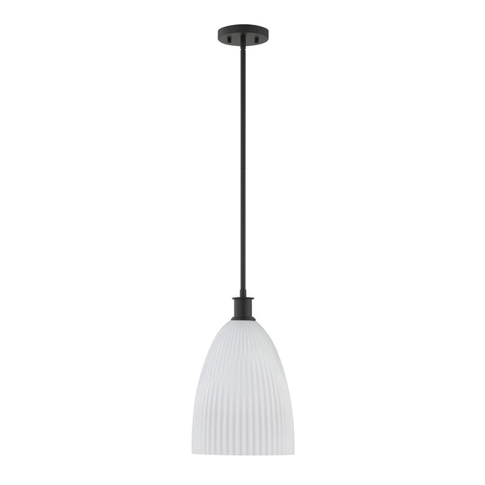Savoy House Essentials Baldwin 1Lt Pendant, Black/White Opal