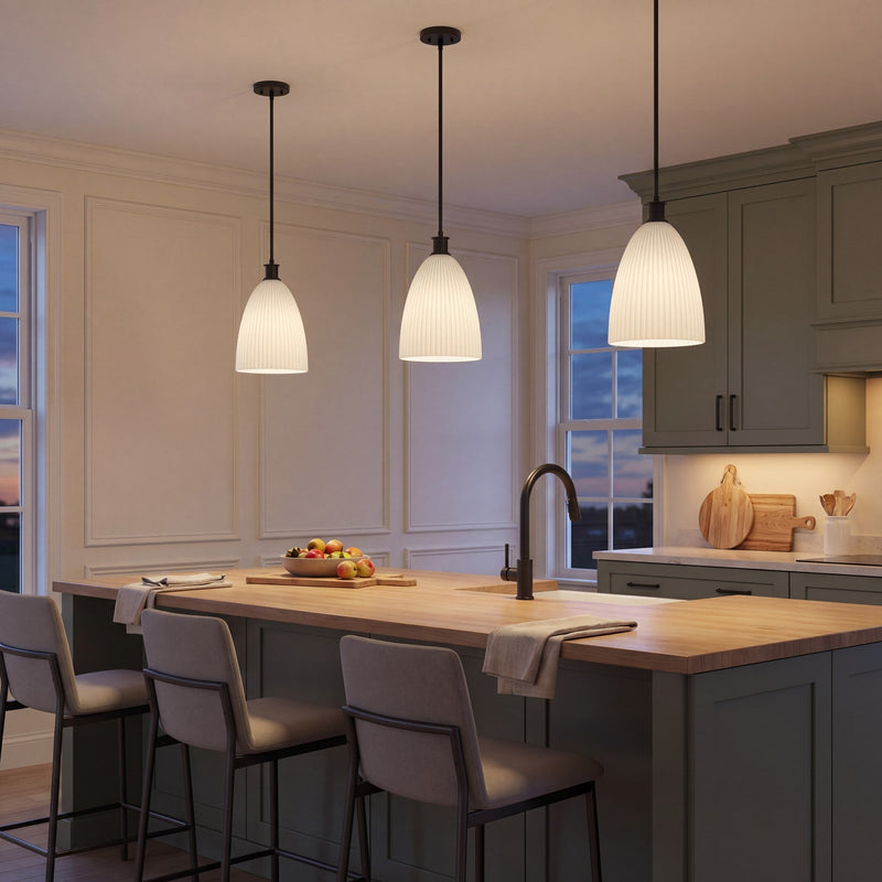 Savoy House Essentials Baldwin 1Lt Pendant, Black/White Opal