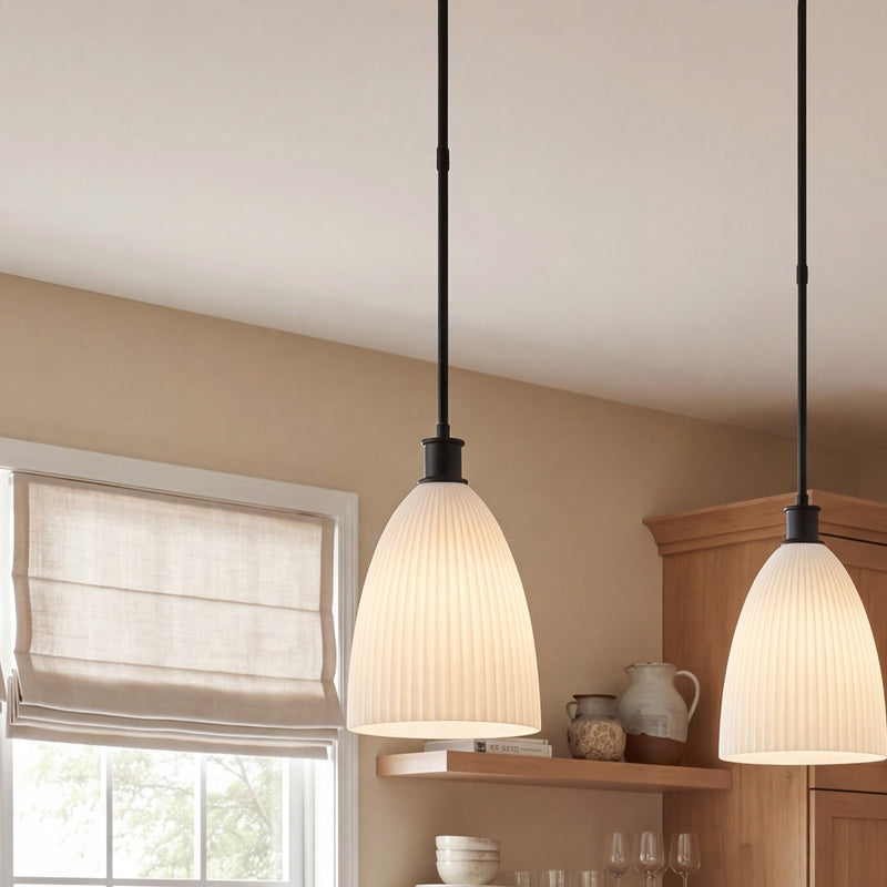 Savoy House Essentials Baldwin 1Lt Pendant, Black/White Opal