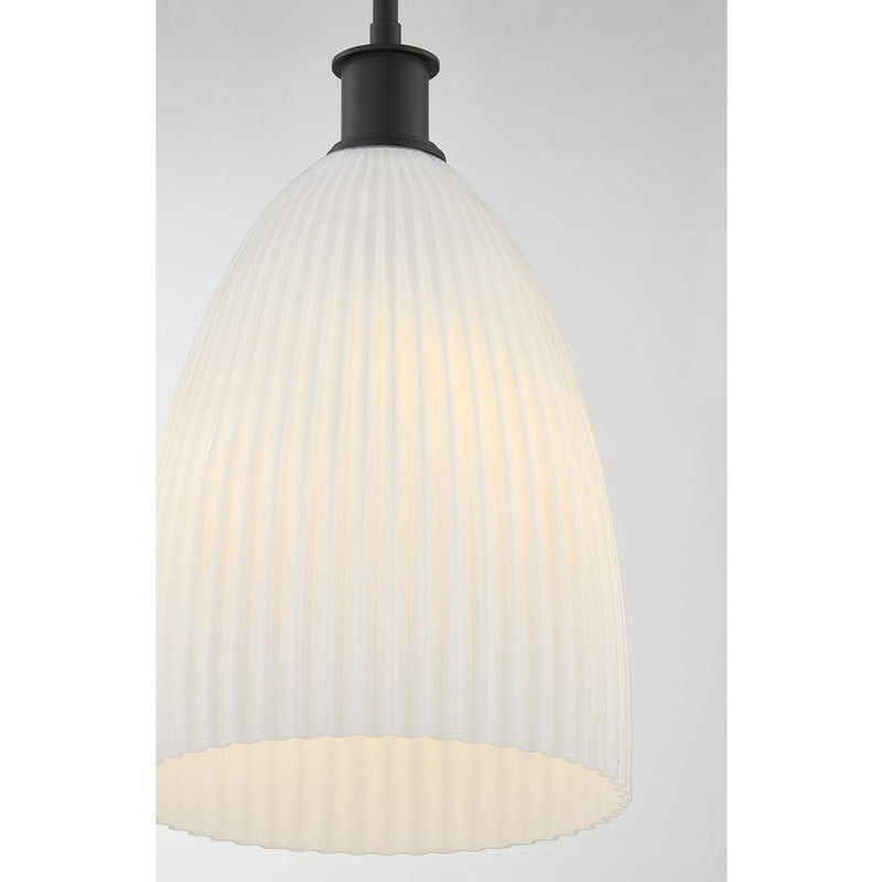 Savoy House Essentials Baldwin 1Lt Pendant, Black/White Opal