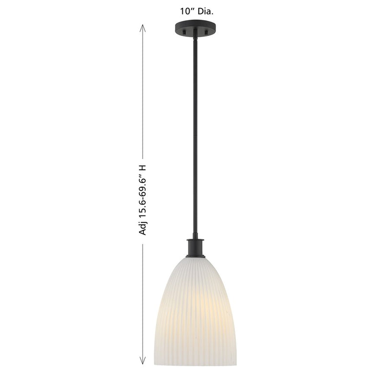 Savoy House Essentials Baldwin 1Lt Pendant, Black/White Opal