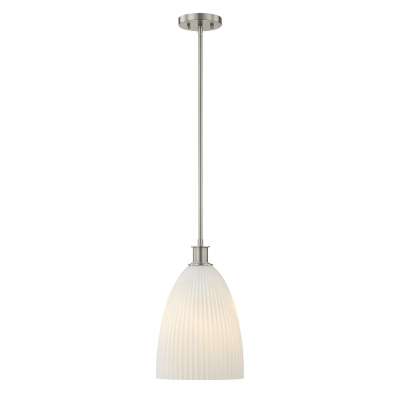 Savoy House Essentials Baldwin 1Lt Pendant, Nickel/White