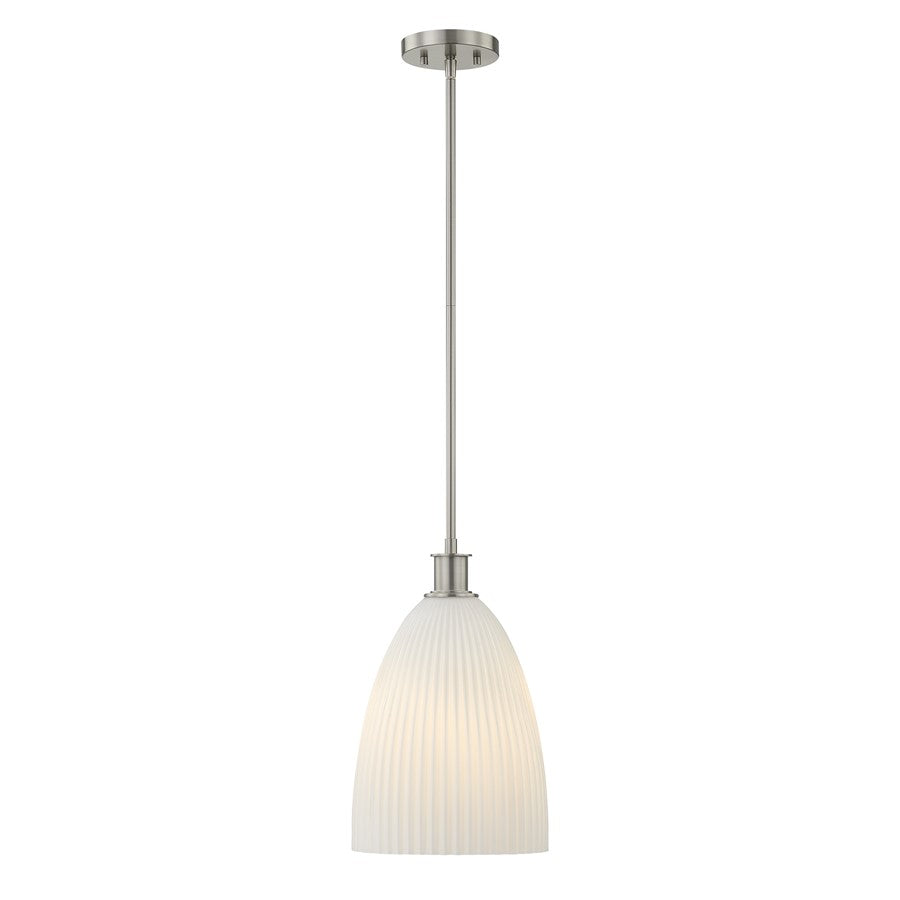 Savoy House Essentials Baldwin 1Lt Pendant, Nickel/White - 7-1244-1-SN