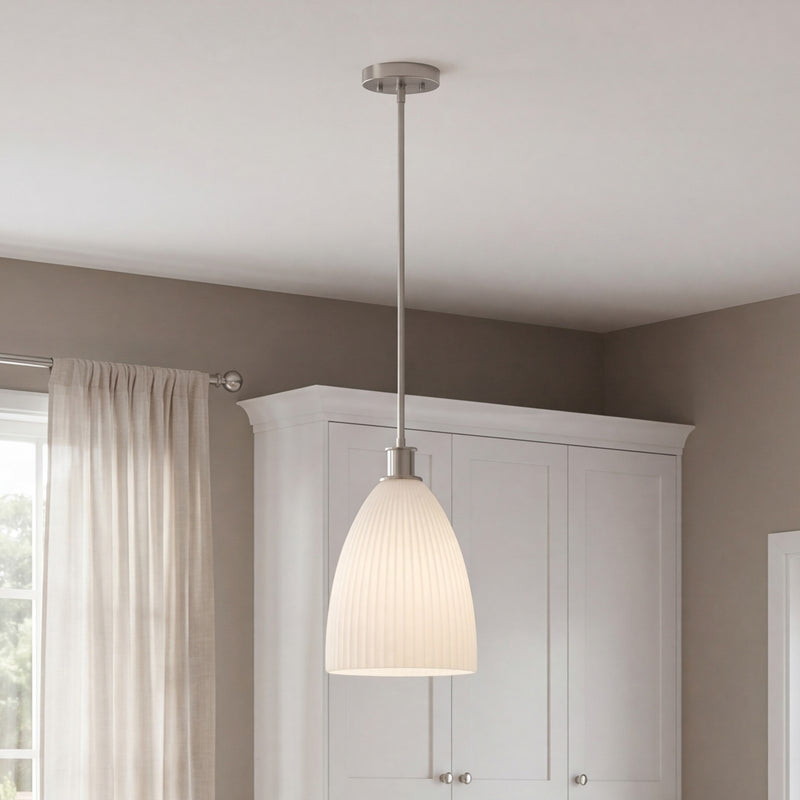 Savoy House Essentials Baldwin 1Lt Pendant, Nickel/White