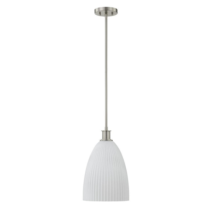 Savoy House Essentials Baldwin 1Lt Pendant, Nickel/White