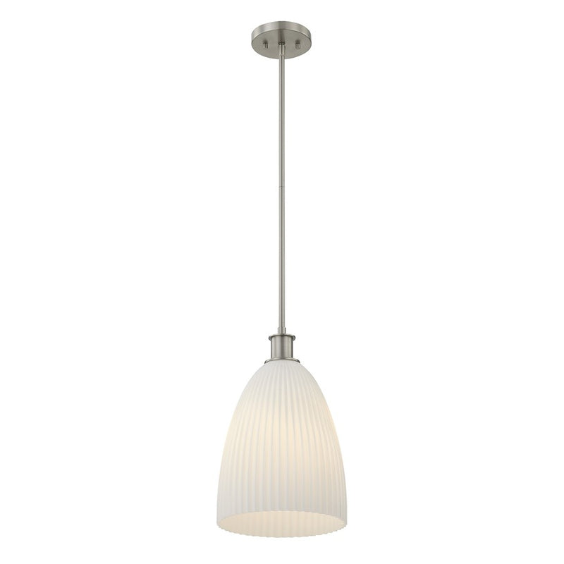 Savoy House Essentials Baldwin 1Lt Pendant, Nickel/White
